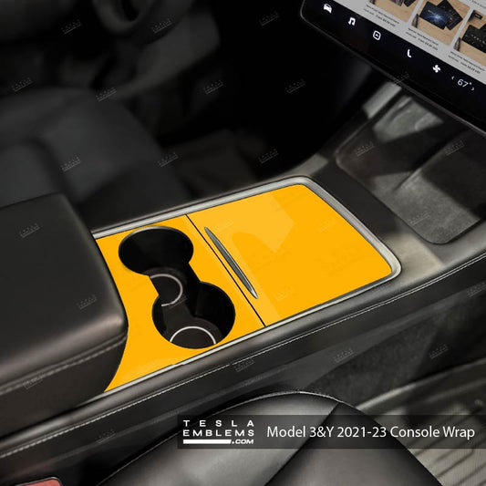 3M Gloss Sunflower Yellow | Tesla Center Console Wrap Kit | Model Y '21-25