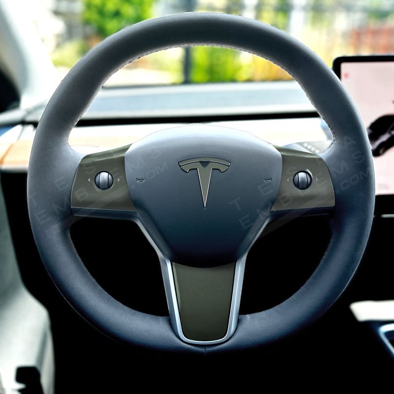 3M Matte Military Green Tesla Steering Wheel Wrap | M3 2017-Jan 2024