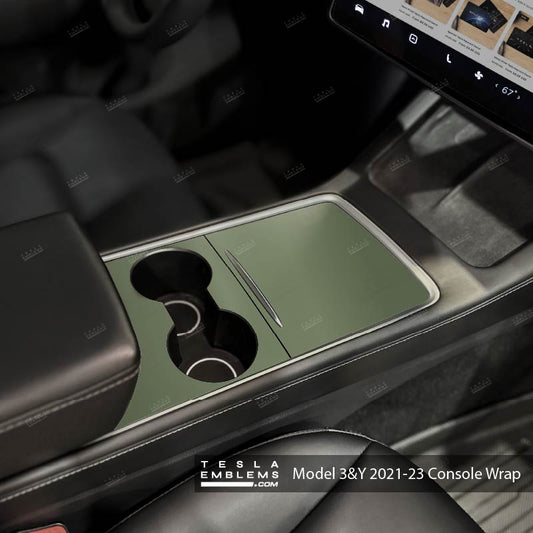 3M Matte Military Green | Tesla Center Console Wrap Kit | Model Y '21-25