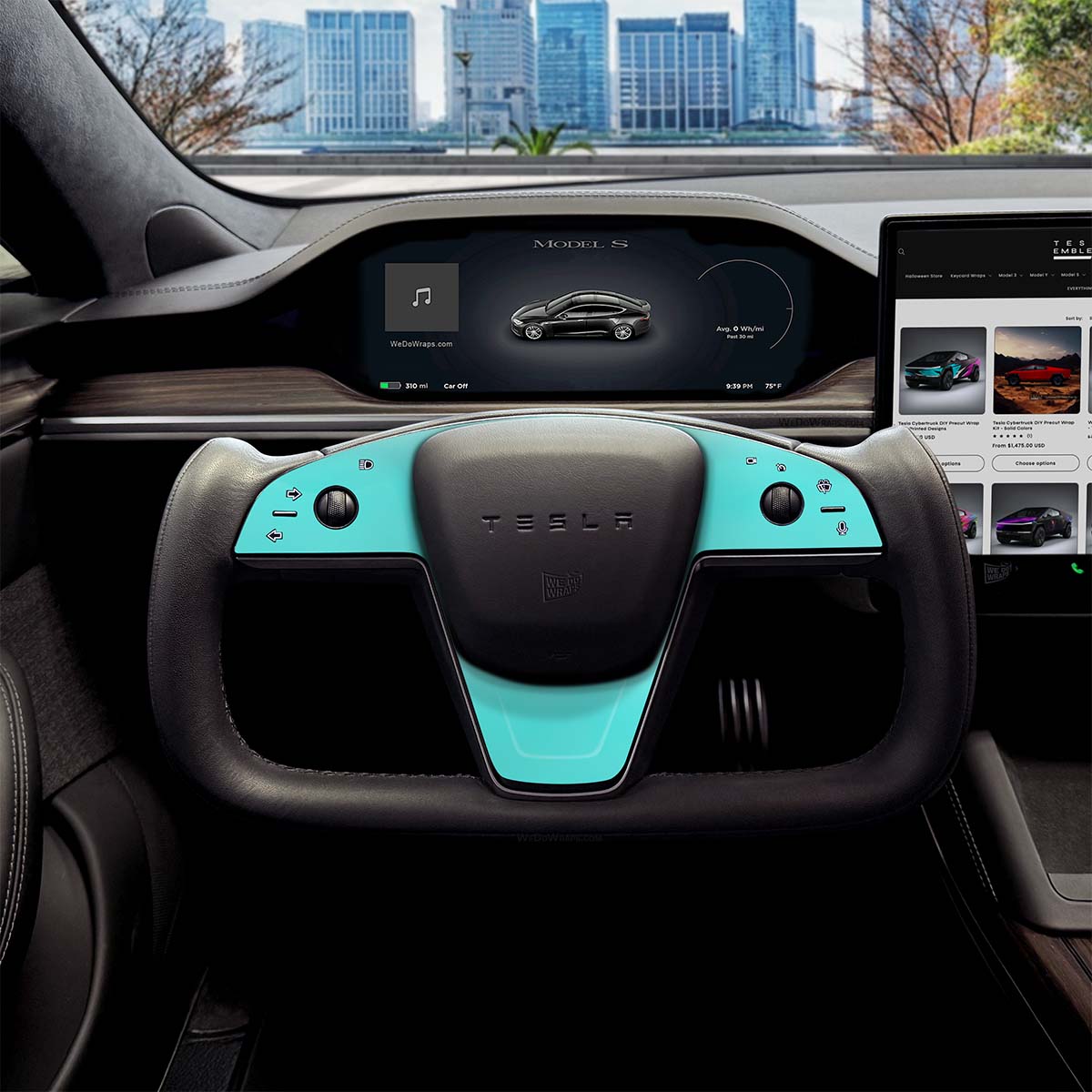 3M Satin Key West Tesla Steering Wheel Trim Decal Kit (3pcs) | Model S ’21-26