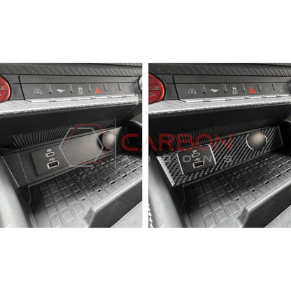 Real Carbon Fiber USB & 12V Outlet Trim Overlay for 2024+ Ford Mustang