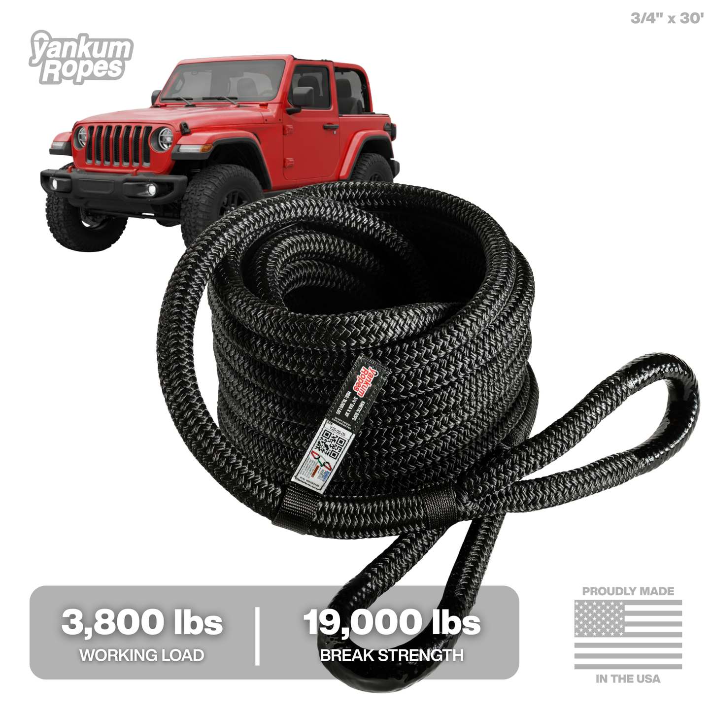 3/4" Kinetic Recovery Rope "Rubber Boa"