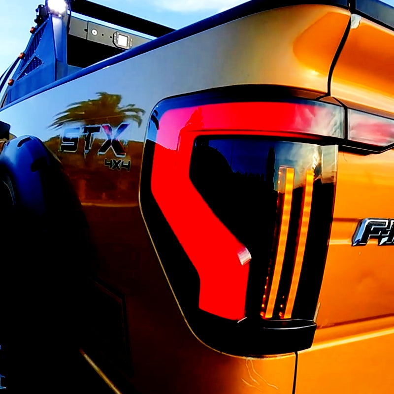 OPT7 Full-Width Strip Cross LED Tail Light with Sequential Red or Yellow Signal for 12th Gen 09-14 Ford F150 (Inspired from New Ford F-150 Lighting)
