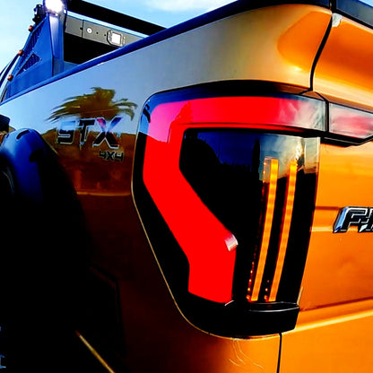 OPT7 Full-Width Strip Cross LED Tail Light with Sequential Red or Yellow Signal for 12th Gen 09-14 Ford F150 (Inspired from New Ford F-150 Lighting)