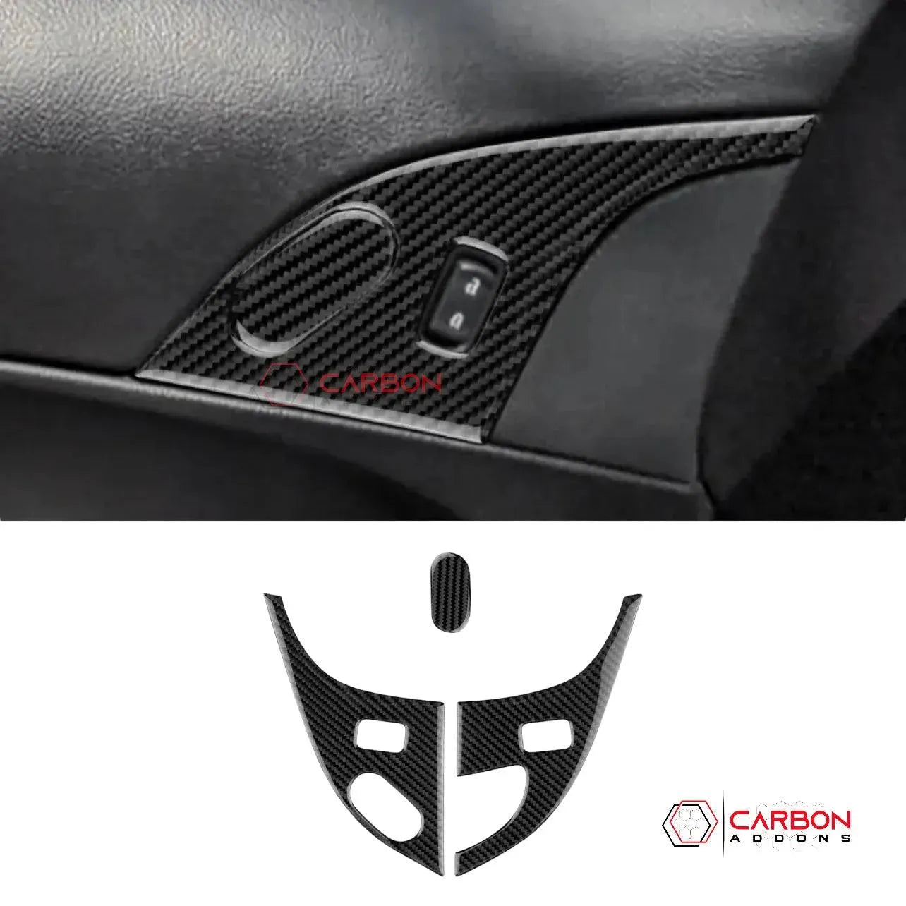[3pcs Set] Real Carbon Fiber Door Lock Panel Switch Frame Overlay | C6 2005-2013 Corvette