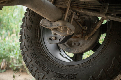 Installed Rear Shock Skid Plates for the 3rd Gen Toyota Tacoma