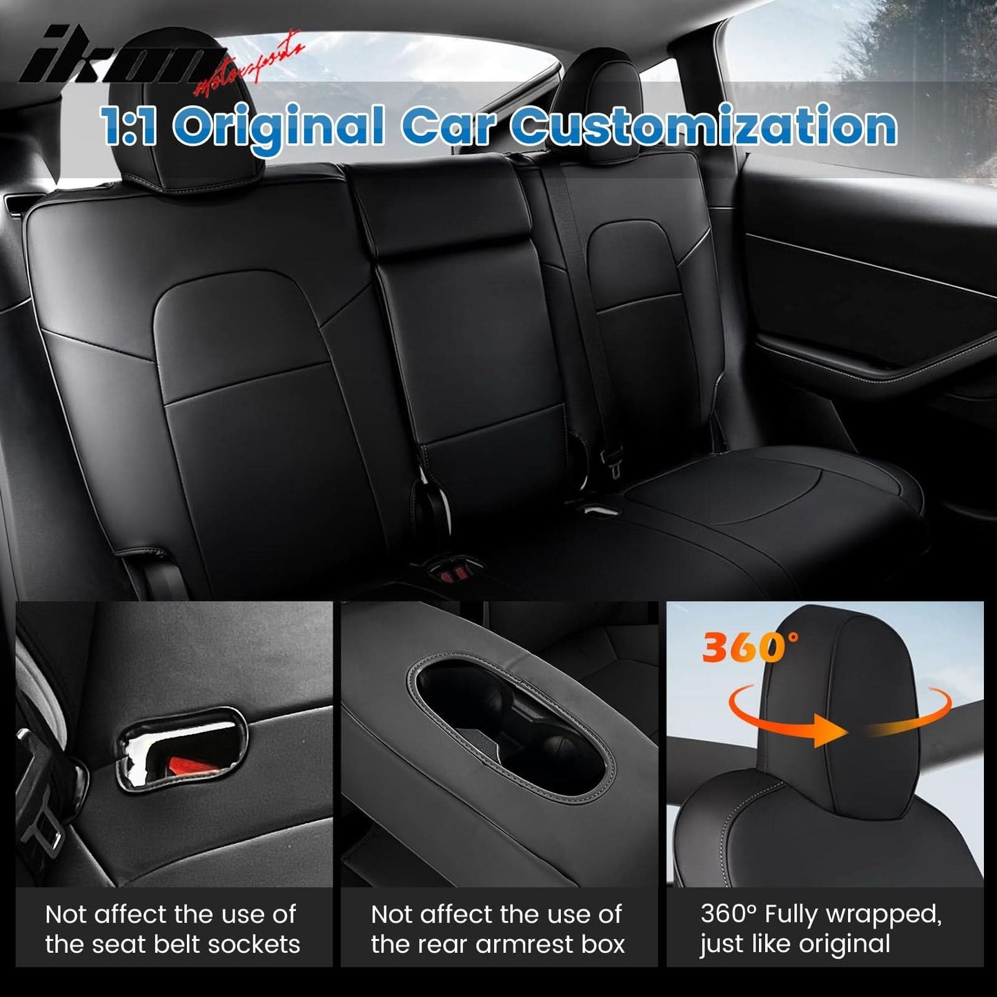 2020-2024 Tesla Model Y Front Rear 5-Seat Seat Covers Leather