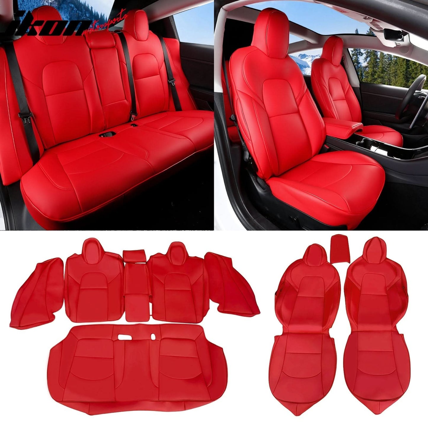 2017-2023 Tesla Model 3 Front Rear 5-Seat Seat Covers Leather