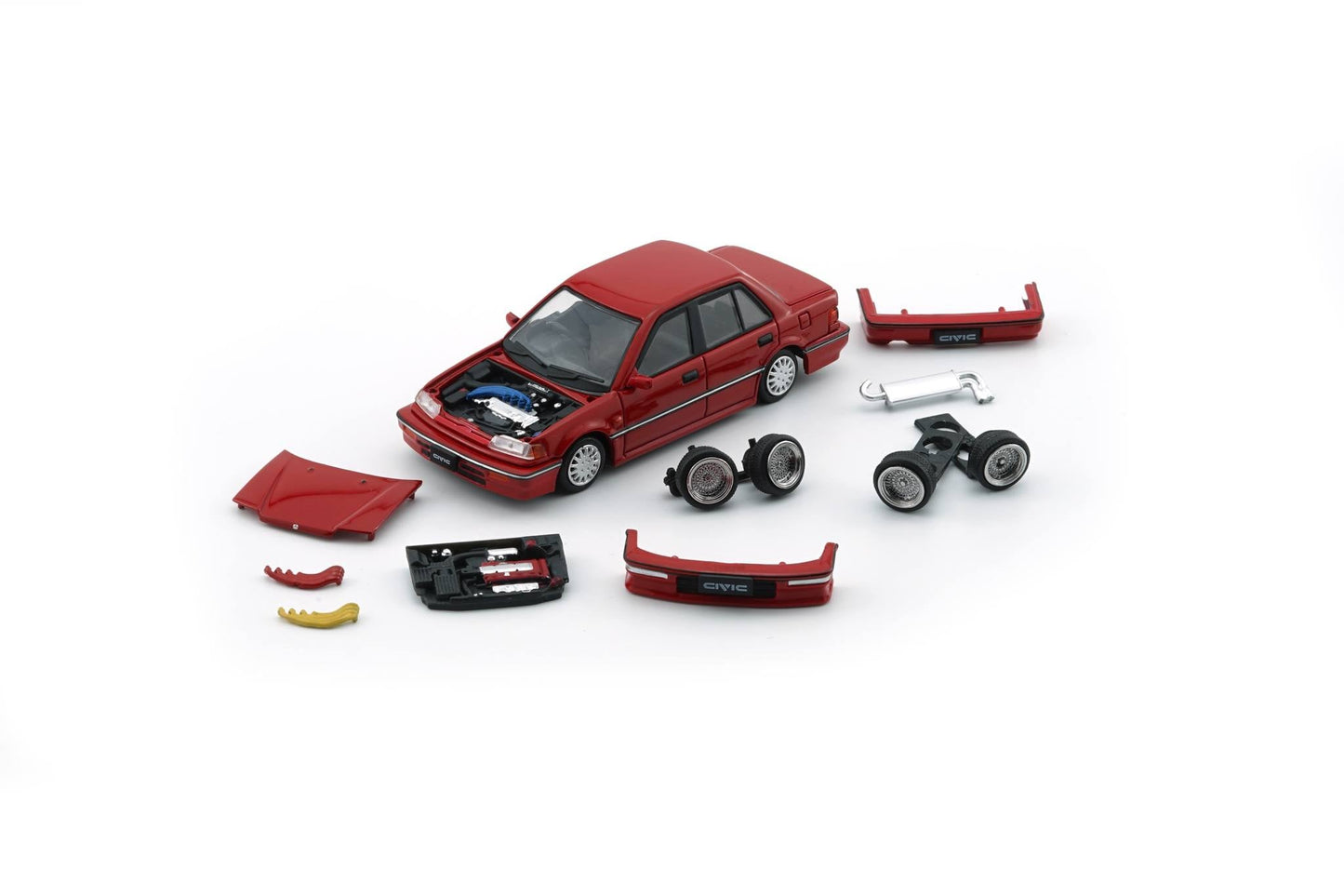 BM Creations Honda Civic EF2 Red RHD With Removable Hood 1:64 64B0400