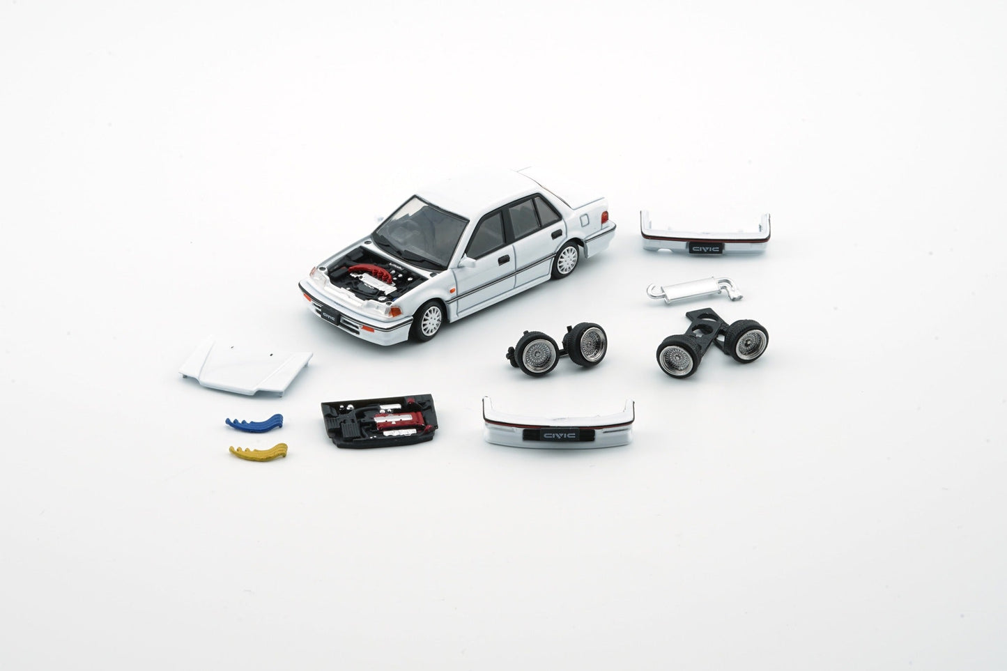 BM Creations Honda Civic EF2 White RHD With Removable Hood 1:64 64B0402