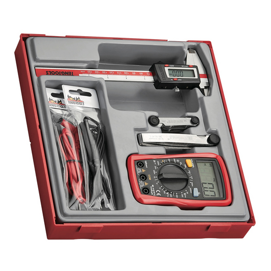 Teng Tools 4 Piece Digital Caliper, Multimeter and Gauge Mechanics Measuring Tool Set - TTDCM