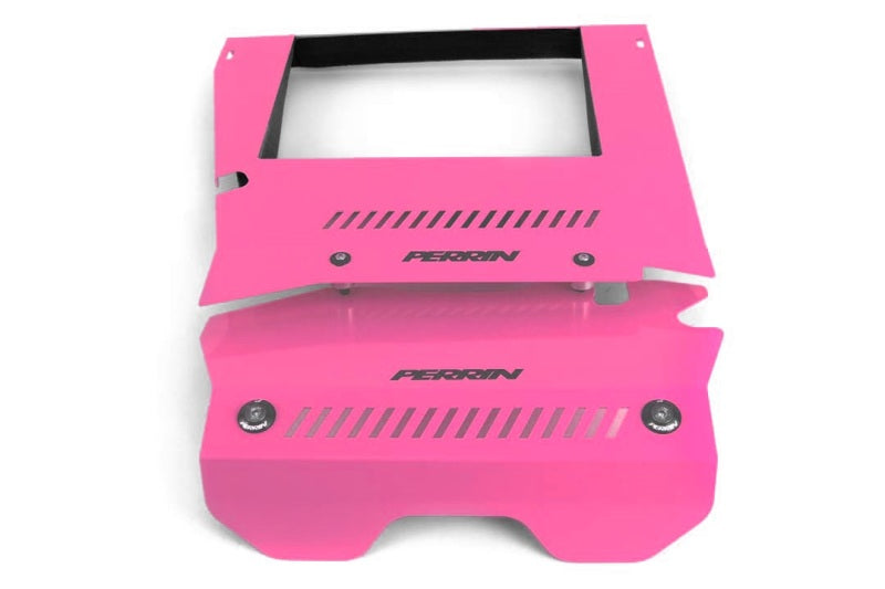 Perrin [15-21 WRX] Engine Cover Kit - Intercooler Shroud + Pulley Cover - Hyper Pink | PSP-ENG-165HP