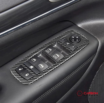 [4pcs] Real Carbon Fiber Window Switch Trim Overlay for 2011+ Dodge Durango