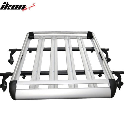 Universal Silver Roof Rack Luggage Carrier W/ Cross Bar Aluminum