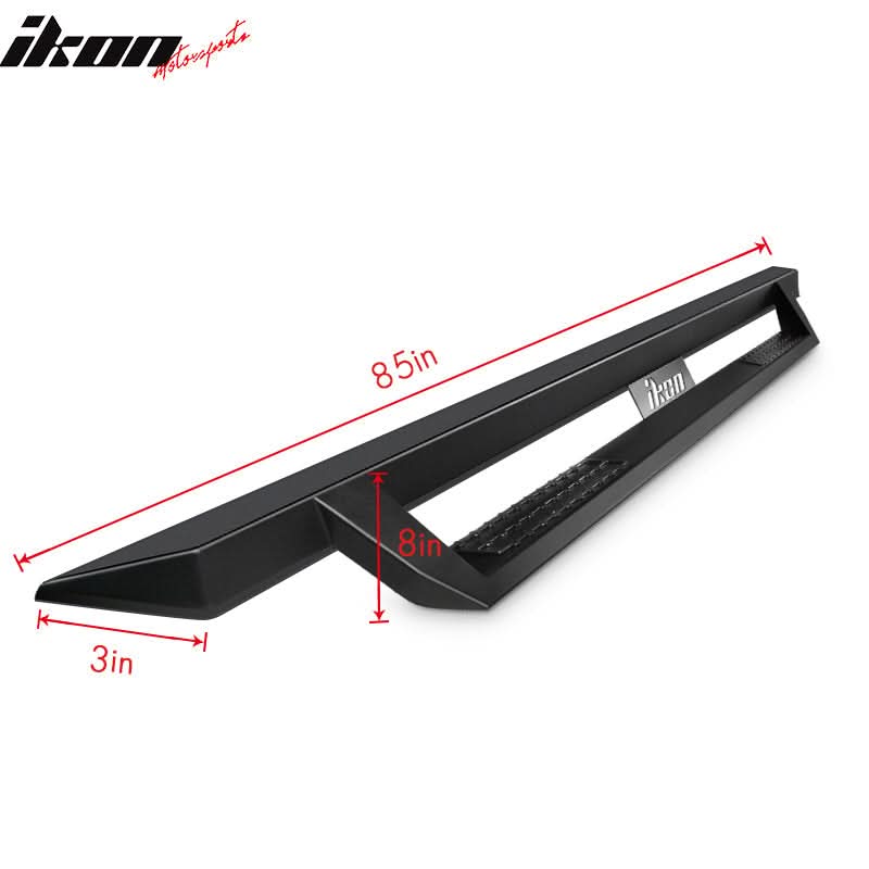 2007-2019 Chevy Silverado GMC Sierra IKON V1 Black Running Board Steel