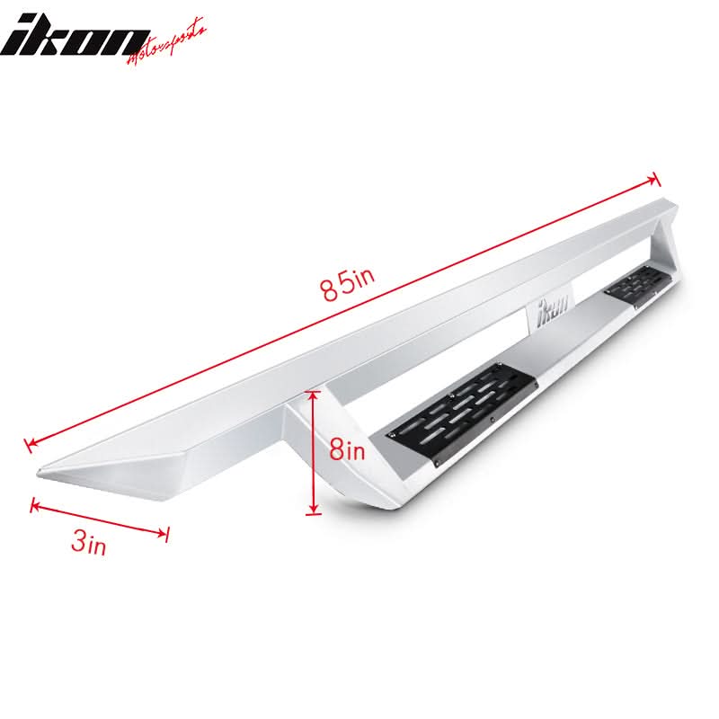 2007-2021 Toyota Tundra Crew Max IKON V1 Silver Running Boards Steel