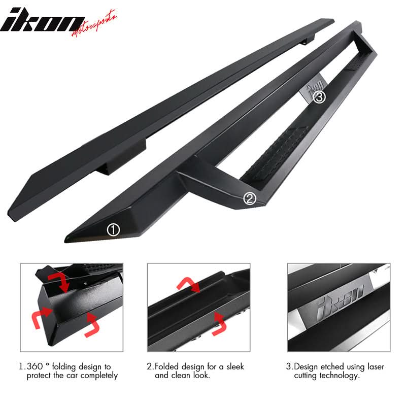 2009-2014 Ford F-150 Crew Cab IKON V1 Black Running Boards Solid Steel