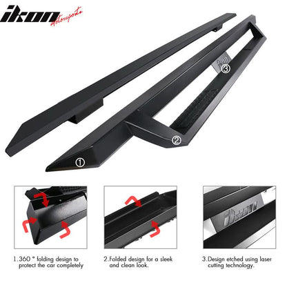2007-2019 Chevy Silverado GMC Sierra IKON V1 Black Running Board Steel