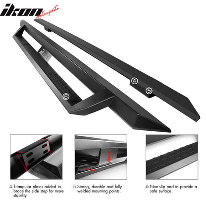 2007-2021 Toyota Tundra Crew Max IKON V1 Black Running Boards Steel