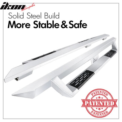 2007-2021 Toyota Tundra Crew Max IKON V1 Silver Running Boards Steel