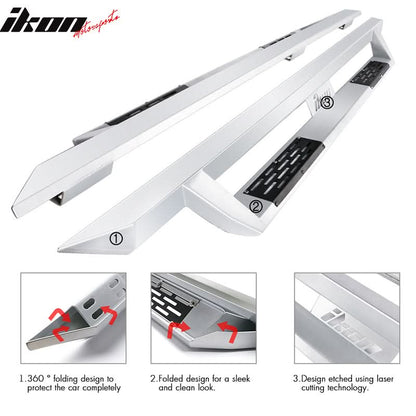 2007-2021 Toyota Tundra Double Cab IKON V1 Silver Running Boards Steel