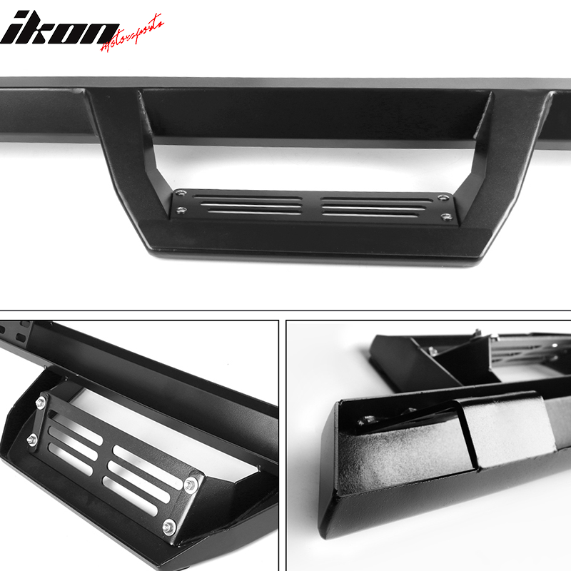 2005-2022 Toyota Tacoma Double Cab IKON V2 Black Running Boards Steel