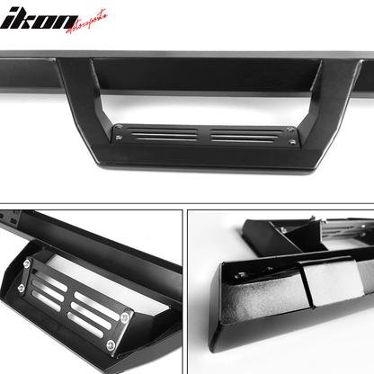 2007-2018 Chevy Silverado GMC Sierra IKON V2 Black Running Board Steel