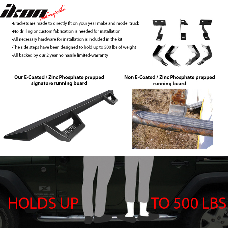 2005-2022 Toyota Tacoma Double Cab IKON V2 Black Running Boards Steel