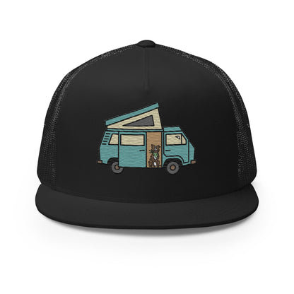 Dog in Van Trucker Cap