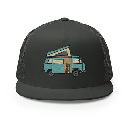 Dog in Van Trucker Cap