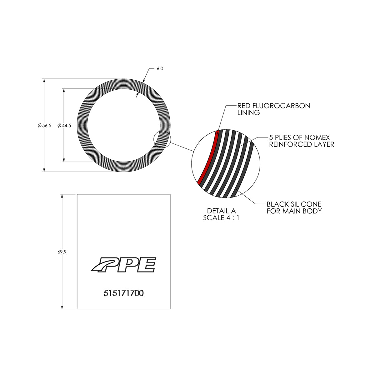 1.75" ID x 2.75" L Performance Silicone for Custom Applications ppepower