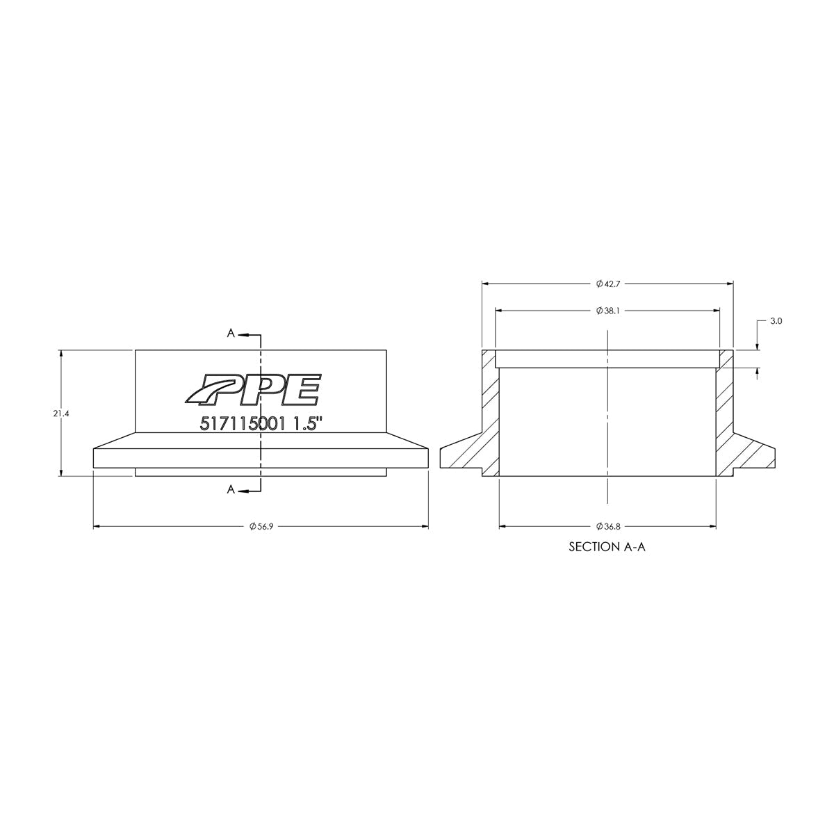 304 Stainless Steel V-Band Flange Engine Side (M) (Built To Order) ppepower
