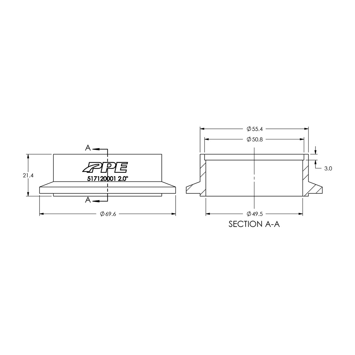 304 Stainless Steel V-Band Flange Engine Side (M) (Built To Order) ppepower