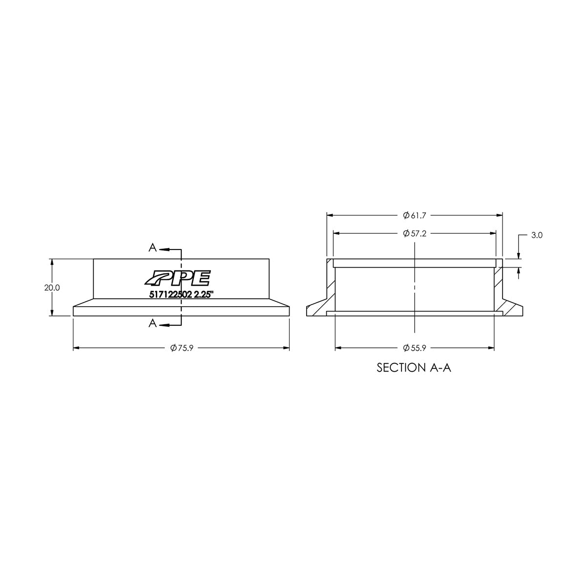 304 Stainless Steel V-Band Flange Exhaust Side (F) (Built To Order) ppepower