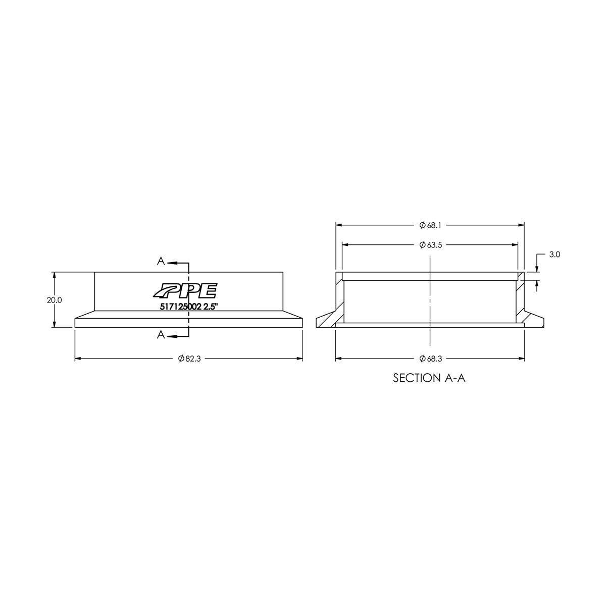 304 Stainless Steel V-Band Flange Exhaust Side (F) (Built To Order) ppepower