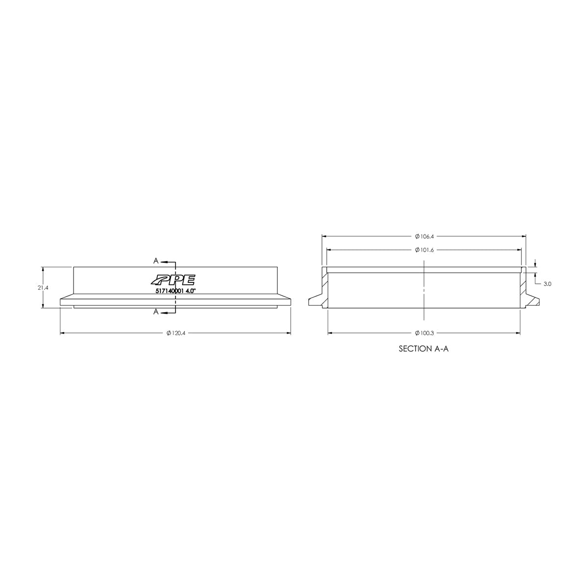 304 Stainless Steel V-Band Flange Engine Side (M) (Built To Order) ppepower