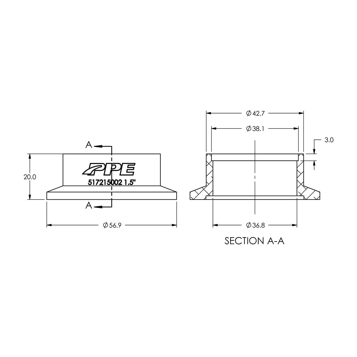Aluminum V-Band Flange Exhaust Side (F) (Built To Order) ppepower