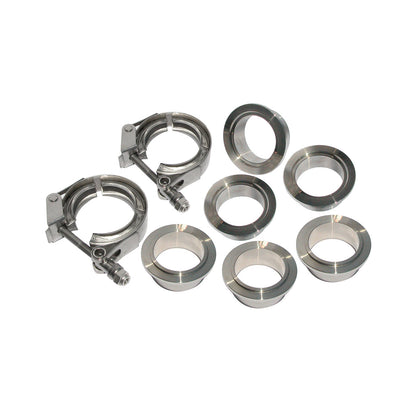 QR 304 Stainless Steel Clamps-Aluminum Flanges - 8 Piece Set (2C 3M 3F) (Built To Order) - PPE - Pacific Performance Engineering