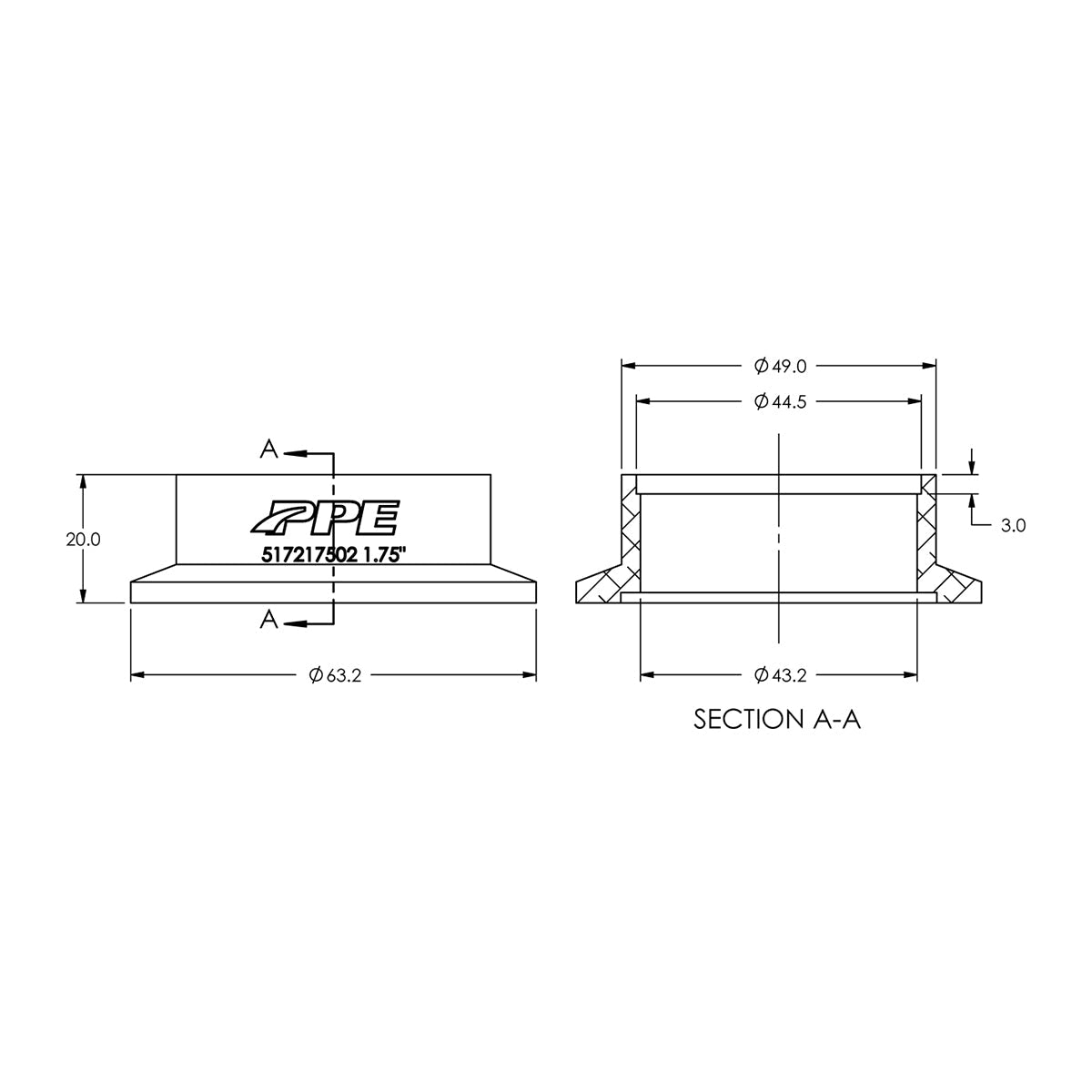 Aluminum V-Band Flange Exhaust Side (F) (Built To Order) ppepower