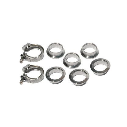 QR 304 Stainless Steel Clamps-Aluminum Flanges - 8 Piece Set (2C 3M 3F) (Built To Order) - PPE - Pacific Performance Engineering
