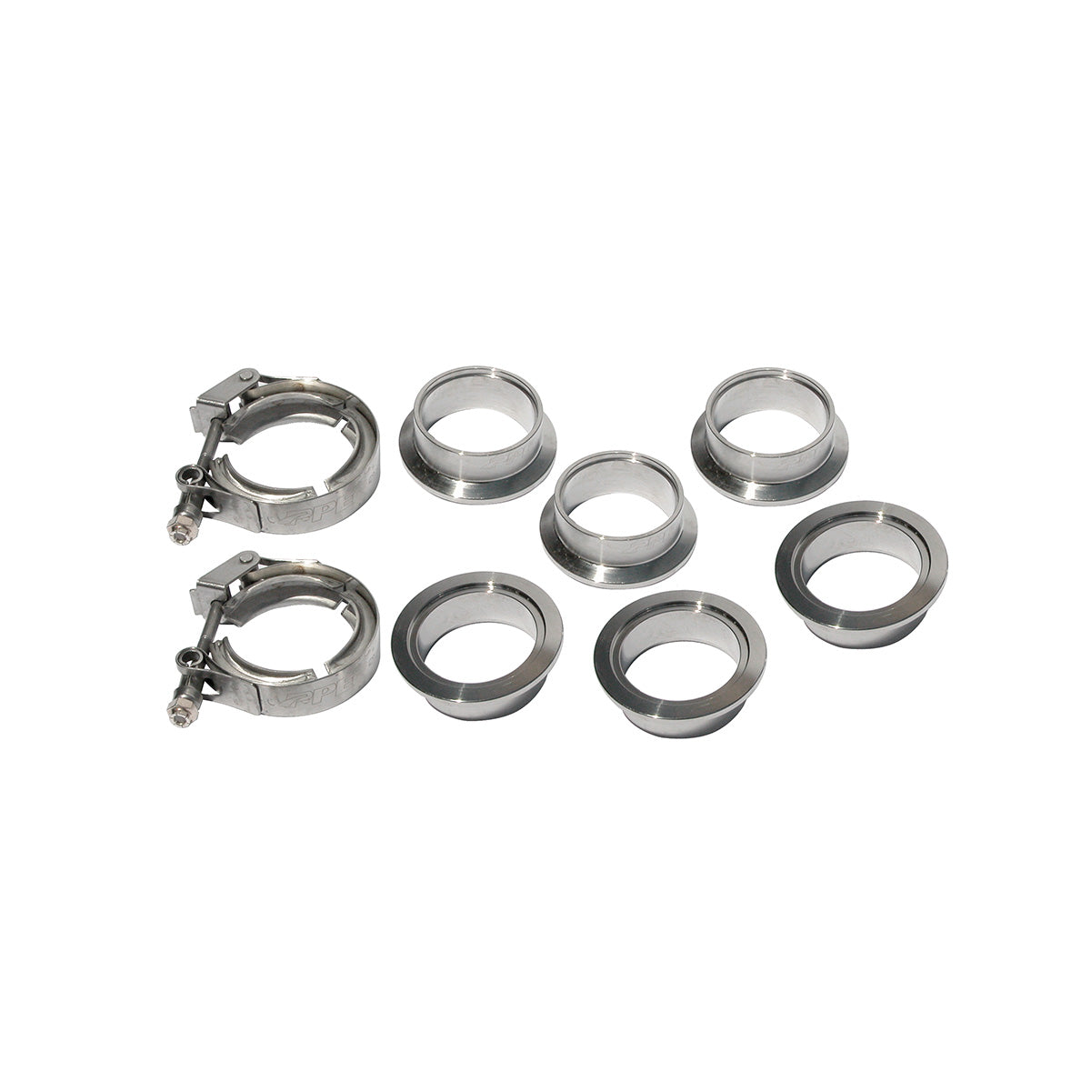 QR 304 Stainless Steel Clamps-Aluminum Flanges - 8 Piece Set (2C 3M 3F) (Built To Order) - PPE - Pacific Performance Engineering