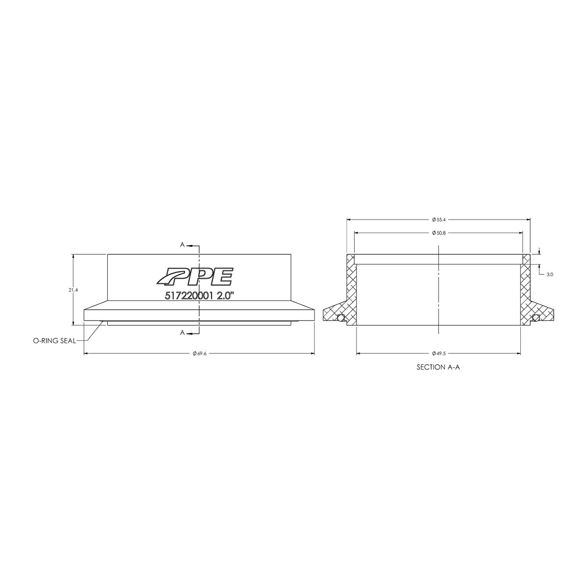 Aluminum V-Band Flange Engine Side (M) (Built To Order) ppepower