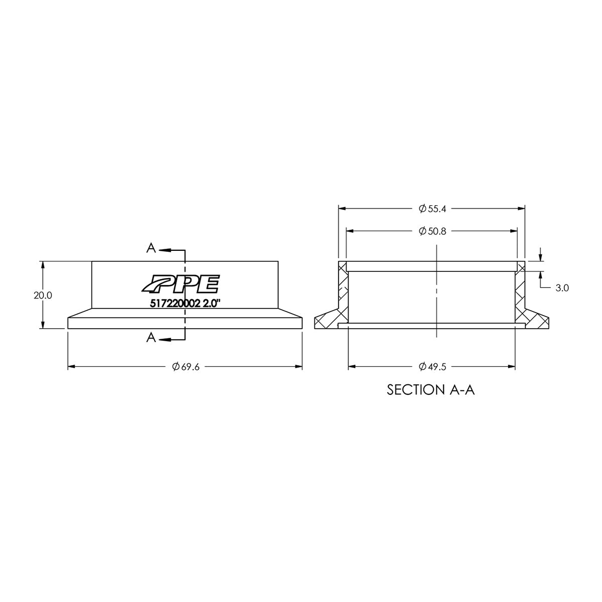 Aluminum V-Band Flange Exhaust Side (F) (Built To Order) ppepower