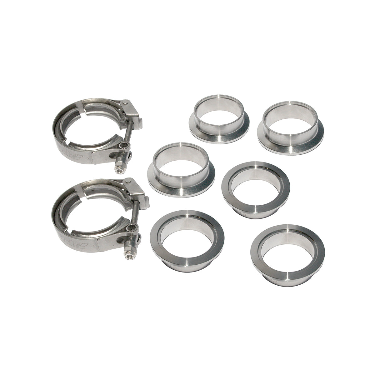 QR 304 Stainless Steel Clamps-Aluminum Flanges - 8 Piece Set (2C 3M 3F) (Built To Order) - PPE - Pacific Performance Engineering