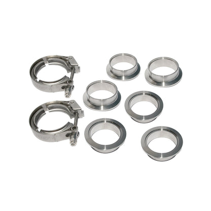 QR 304 Stainless Steel Clamps-Aluminum Flanges - 8 Piece Set (2C 3M 3F) (Built To Order) - PPE - Pacific Performance Engineering