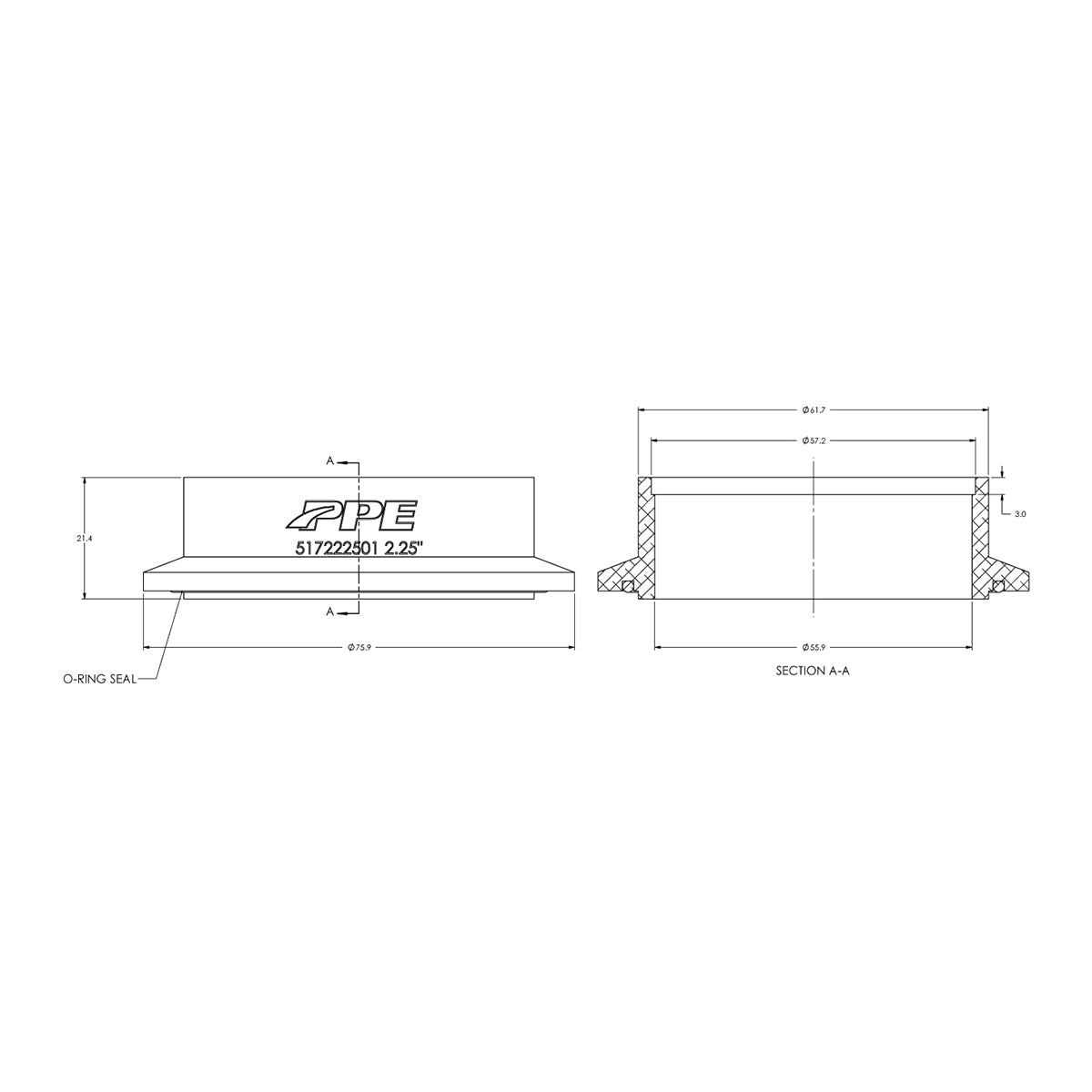 Aluminum V-Band Flange Engine Side (M) (Built To Order) ppepower