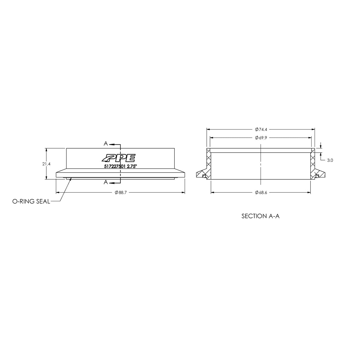 Aluminum V-Band Flange Engine Side (M) (Built To Order) ppepower