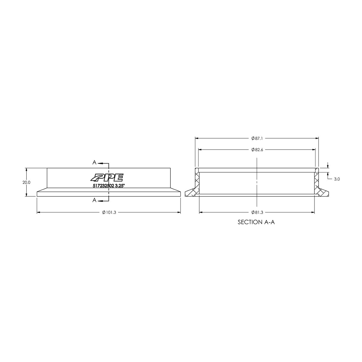 Aluminum V-Band Flange Exhaust Side (F) (Built To Order) ppepower