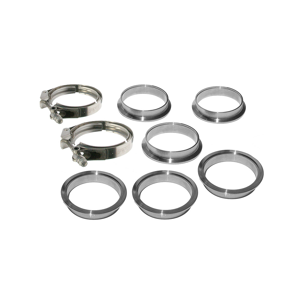 QR 304 Stainless Steel Clamps-Aluminum Flanges - 8 Piece Set (2C 3M 3F) (Built To Order) - PPE - Pacific Performance Engineering