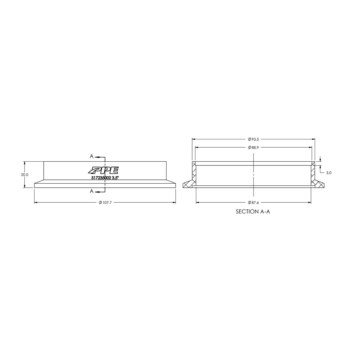 Aluminum V-Band Flange Exhaust Side (F) (Built To Order) ppepower